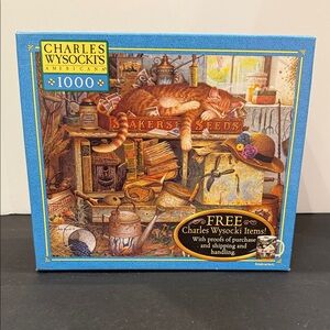 Charles Wysocki 1000 pc puzzle Cats Remington the Horticulturist Gardening VTG